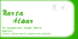 marta alpar business card